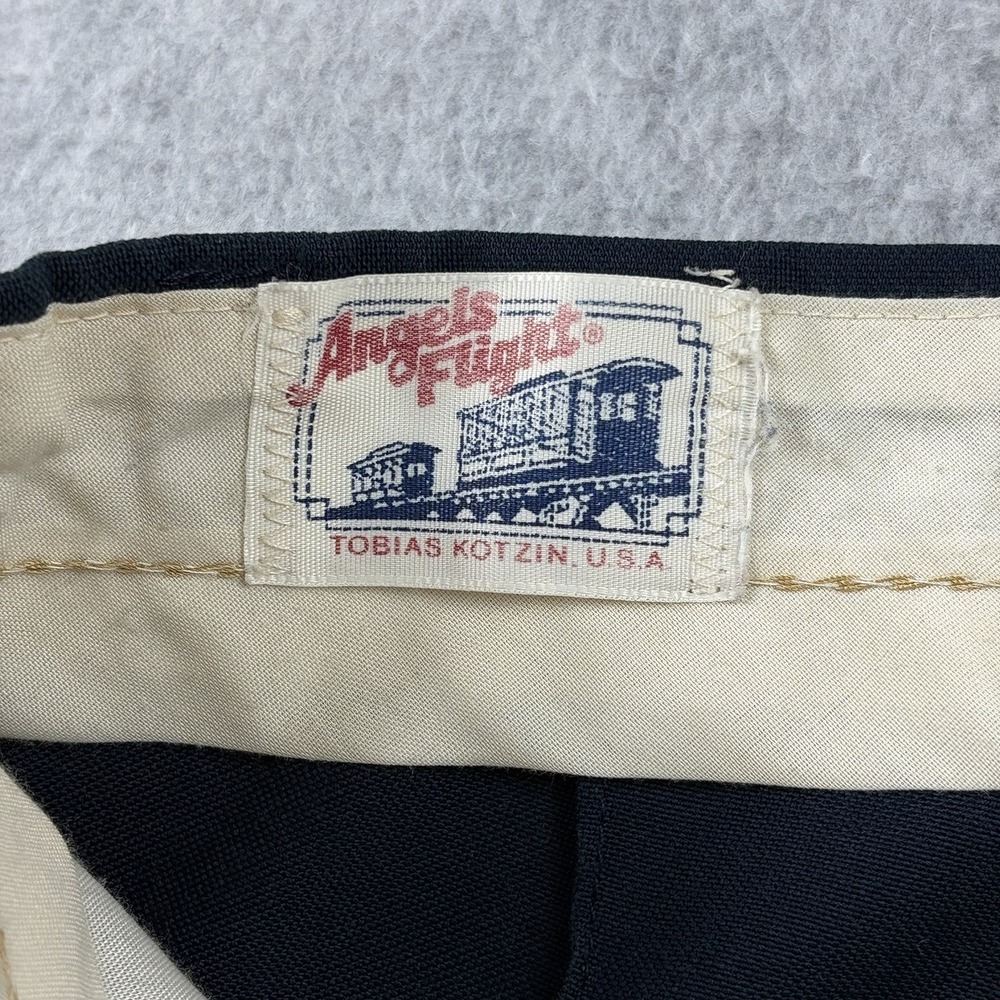 Vintage Angel Flight Pants Mens 28x30 Navy Wide Leg High Dress Trousers 70s USA